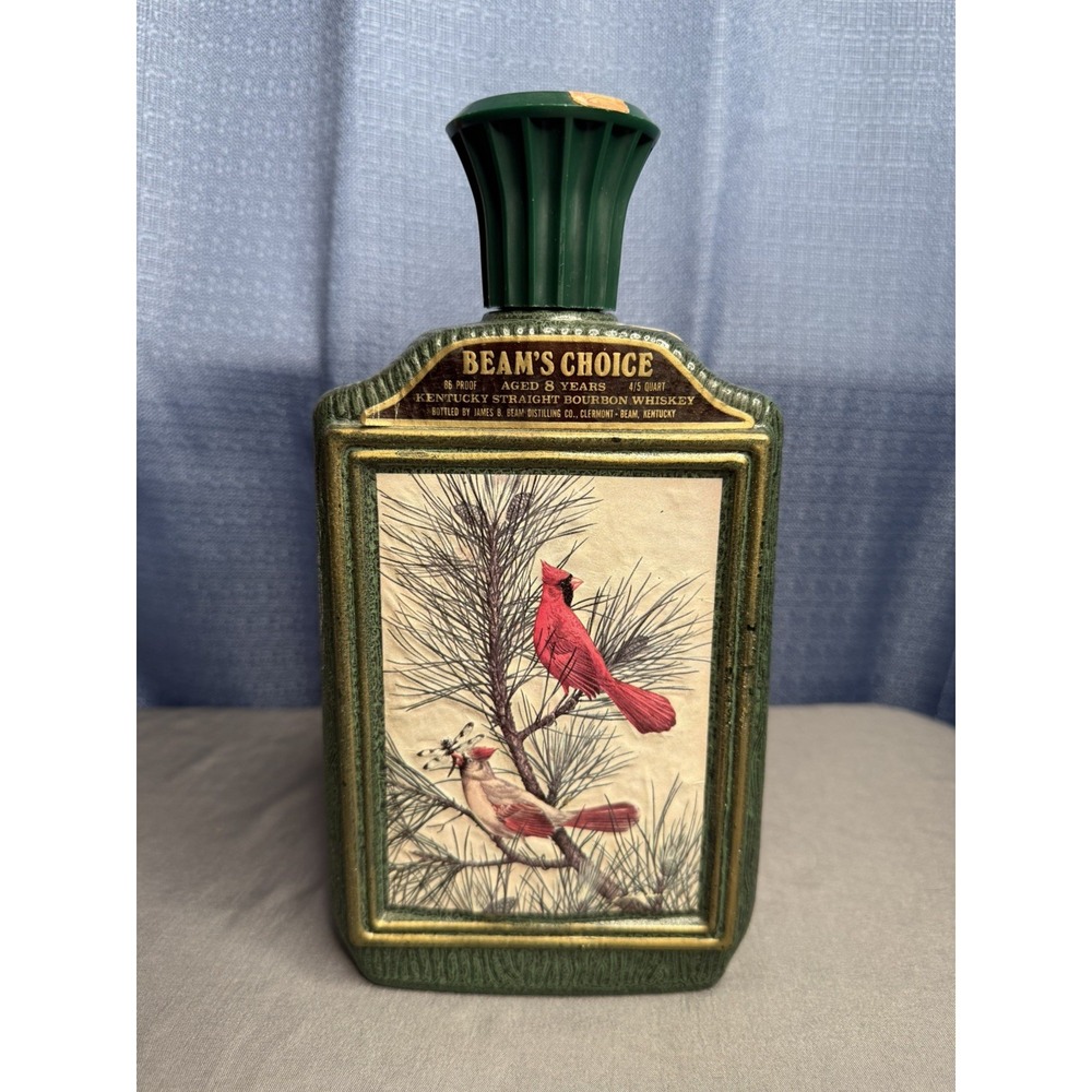Vtg Jim Beam Decanter Whiskey Empty Bottle- Cardinals Birds James Lockhart Empty